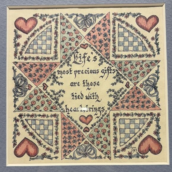 Framed Heart and Quilt Pattern Art - Picture 4 of 6